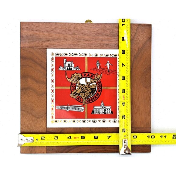 Vintage 1950s Loyal Order of the Moose LOOM Wooden Wall Plaque Ceramic Inlay MCM - Picture 8 of 8